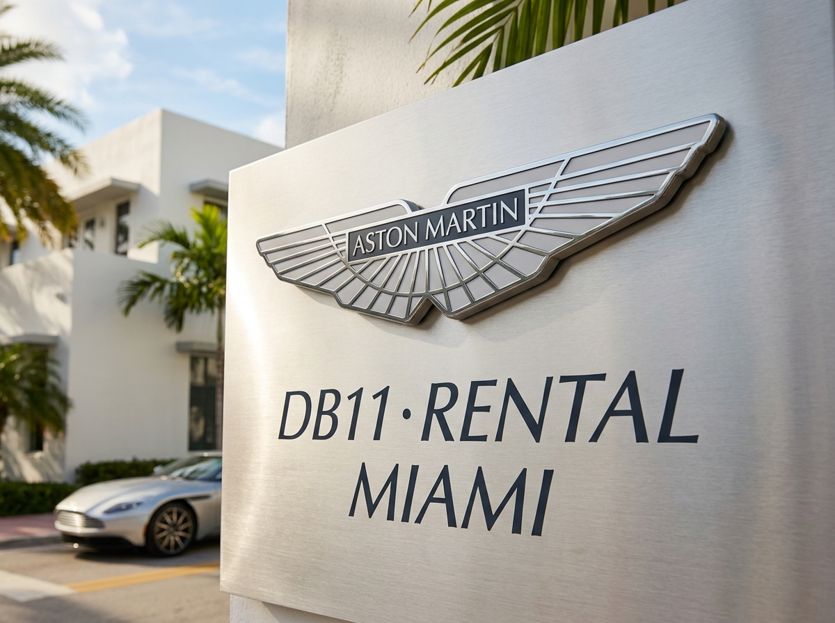 Aston Martin wings logo for Aston Martin DB11 rental Miami
