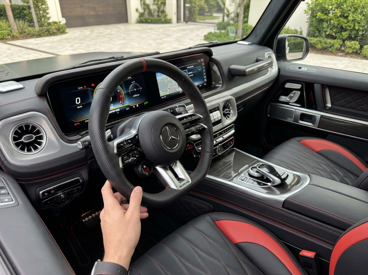 2024 Mercedes-Benz G63 AMG interior Nappa leather and AMG performance steering wheel